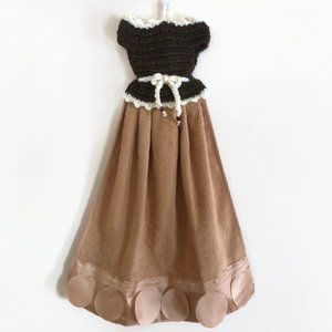 Crochet Dress Towel, Handmade Farmhouse hanging towel